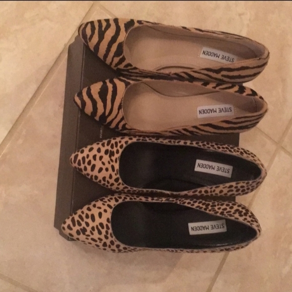 𝅺Steve Madden Intrud Tiger and Cheetah Print Cow Hair Pumps Tan Brown Size 9 - Picture 1 of 3